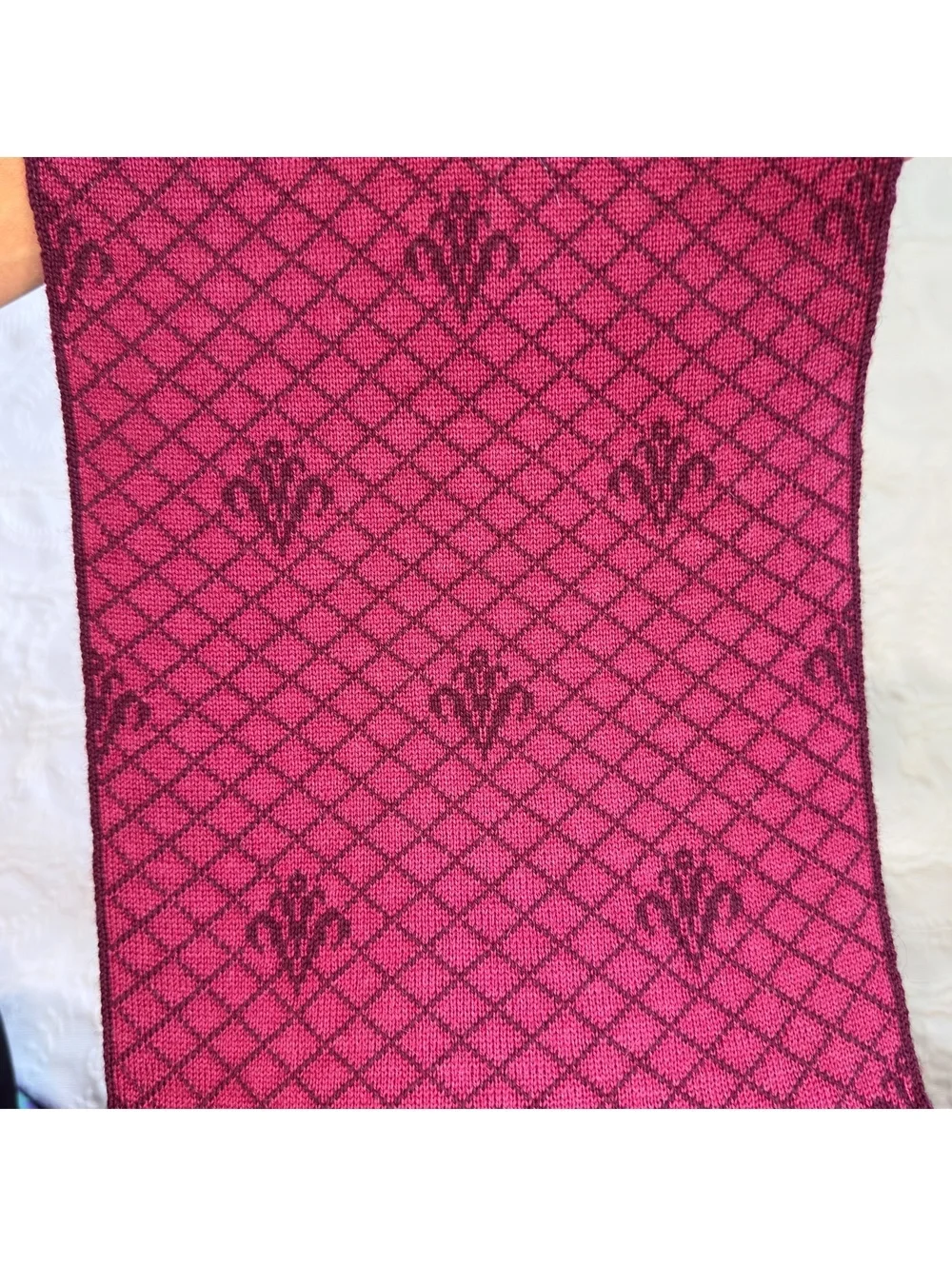 Vintage Gjestal Exclusive Norwegian Wool Scarf Burgundy Pink Nordic Knit 10x66